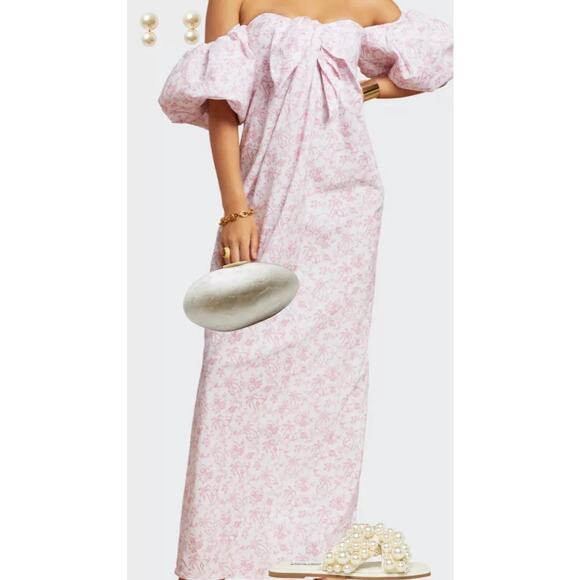 Caroline Constas Reyna Maxi Dress pink white tropical camel toile size S small - Picture 11 of 11
